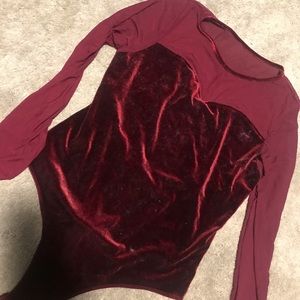 Velvet/see through body suit